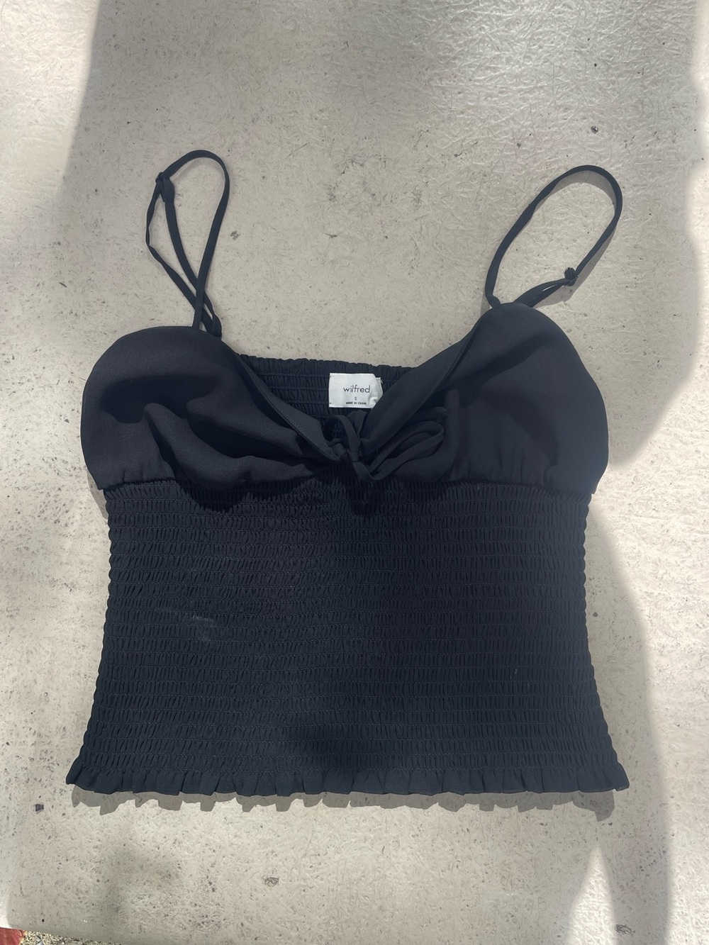 Wilfred Black Smocked Spaghetti Strap Cami